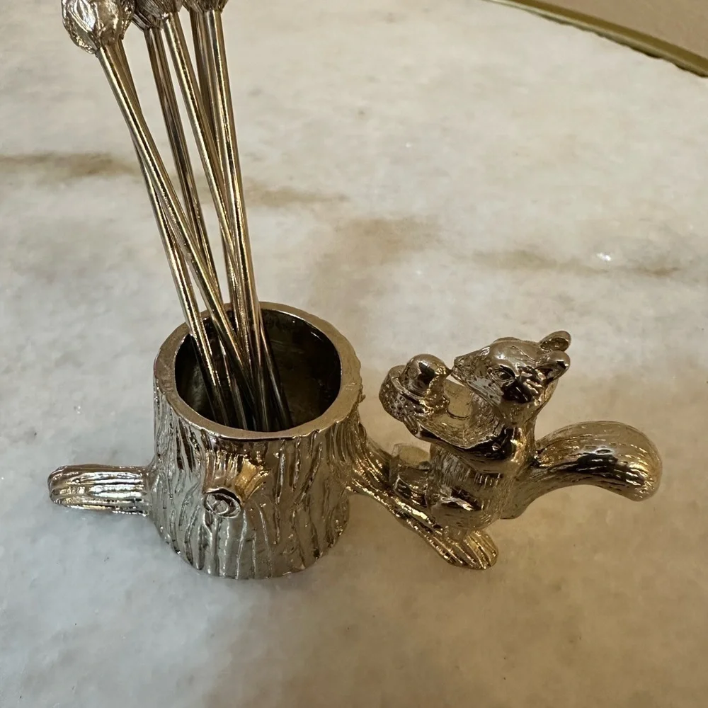 Silver Squirrel Cocktail Pick Holder